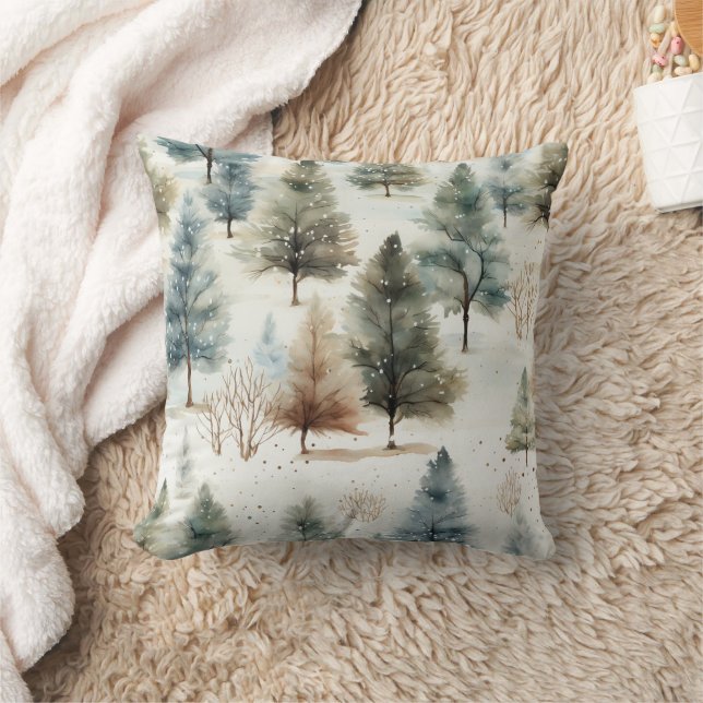 It's snowing on fir trees - throw pillow (Blanket)