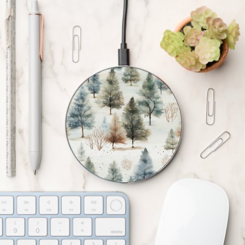 Its snowing on fir trees _ wireless charger 