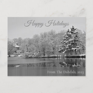 It's Snowing Over the Lake, Custom Holiday Postcard