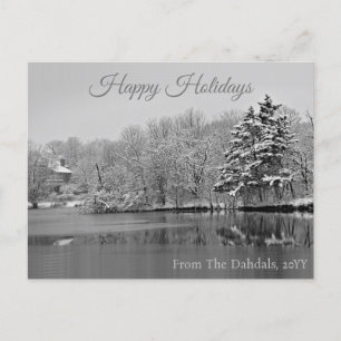 It's Snowing Over the Lake, Personalized Holiday Postcard