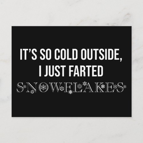 Its So Cold Outside I Just Farted Snowflakes Postcard