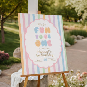 It's So Fun To Be One Pastel Stripe 1st Birthday Foam Board