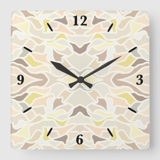 Its So Ivory Geometric Abstract Pattern  Square Wall Clock (Front)