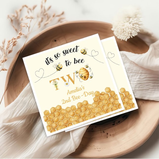 It's So Sweet To Bee 2nd Birthday Napkins (Creator Uploaded)