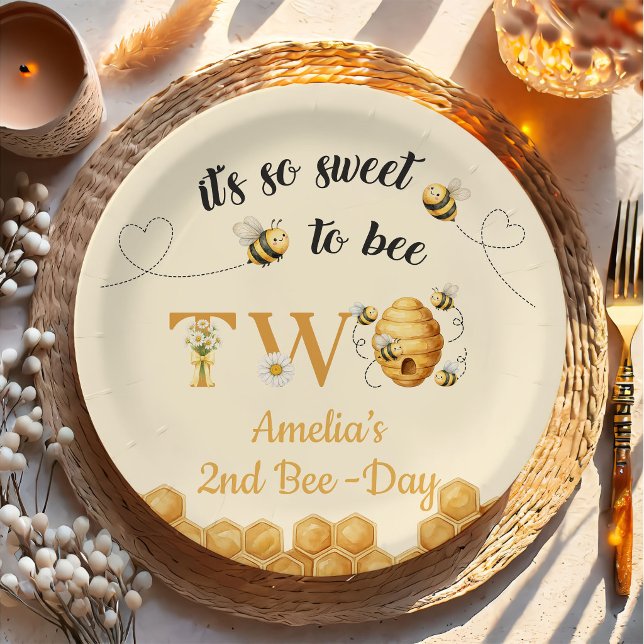 It's So Sweet To Bee 2nd Birthday Paper Plates (Creator Uploaded)