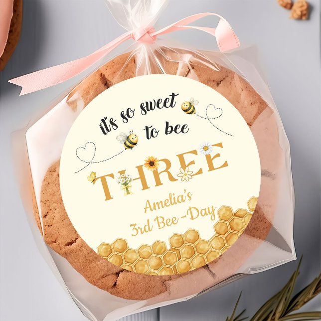 It's So Sweet To Bee 3rd Birthday Classic Round Sticker (Creator Uploaded)