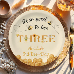 It's So Sweet To Bee 3rd Birthday Paper Plates