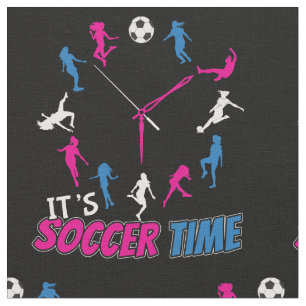 It's Soccer Time Girls Soccer Quote Fabric