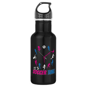 It's Soccer Time Girls Soccer Quote Stainless Steel Water Bottle