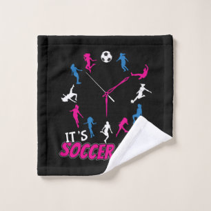 It's Soccer Time Girls Soccer Quote Wash Cloth
