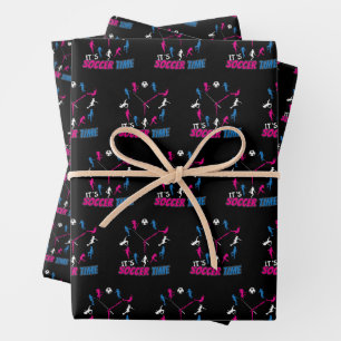It's Soccer Time Girls Soccer Quote Wrapping Paper Sheets