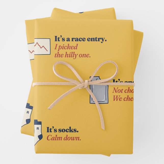 It's Socks Calm Down Funny Runner Wrapping Paper Sheets (In situ)