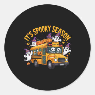 It's Soky Season Funny Teacher Halloween School Bu Classic Round Sticker