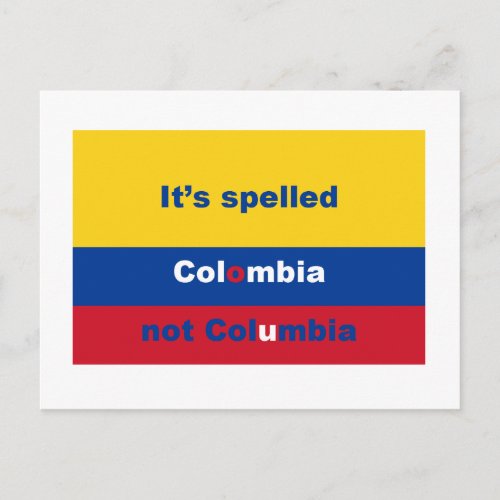 Its spelled Colombia not Columbia Postcard