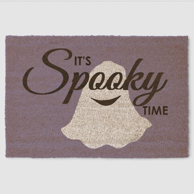 It's Spooky Time Halloween Doormat Cute Ghost  Fiber Doormat (Front)