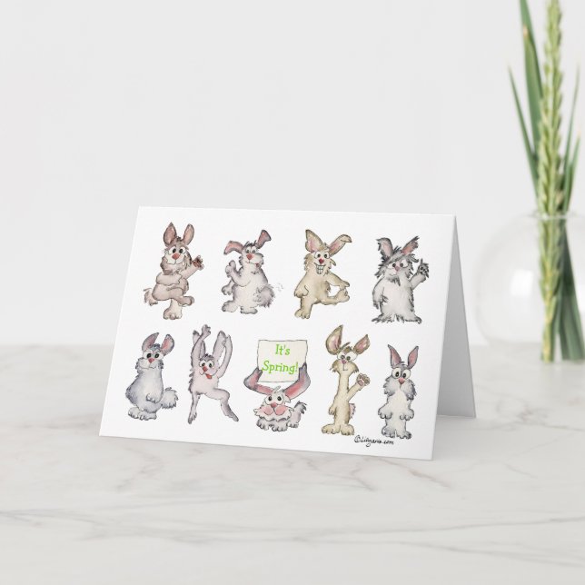 It's Spring Cartoon Rabbits Easter - Customized Holiday Card (Front)