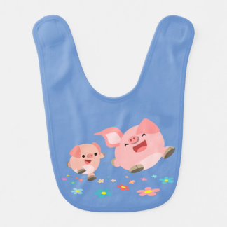 It's Spring!!-Two Cute Cartoon Pigs Baby Bib