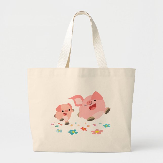 It's Spring!!-Two Cute Cartoon Pigs Bag (Front)