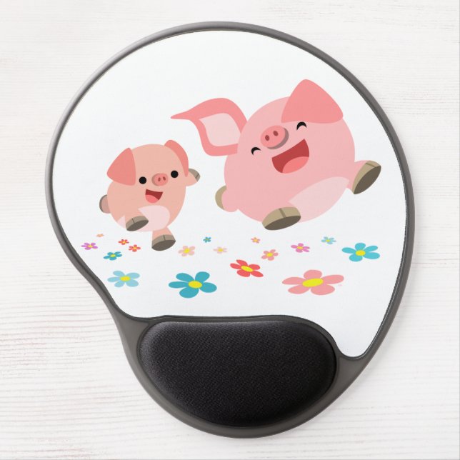 It's Spring!!-Two Cute Cartoon Pigs Gel Mousepad (Front)