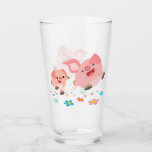 It&#39;s Spring!! -Two Cute Cartoon Pigs Glass