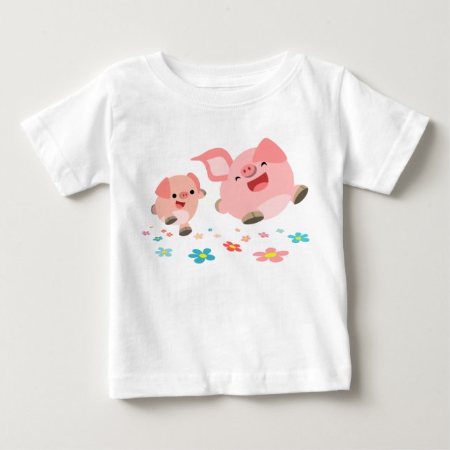 It's Spring!!-Two Cute Cartoon Pigs Infant T-Shirt (Front)