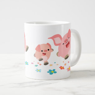 It's Spring!!-Two Cute Cartoon Pigs Jumbo Mug