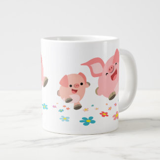 It's Spring!!-Two Cute Cartoon Pigs Jumbo Mug