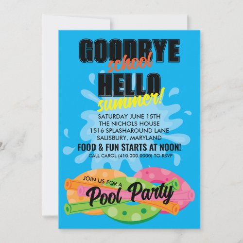 Its Summer Pool Party Invitations
