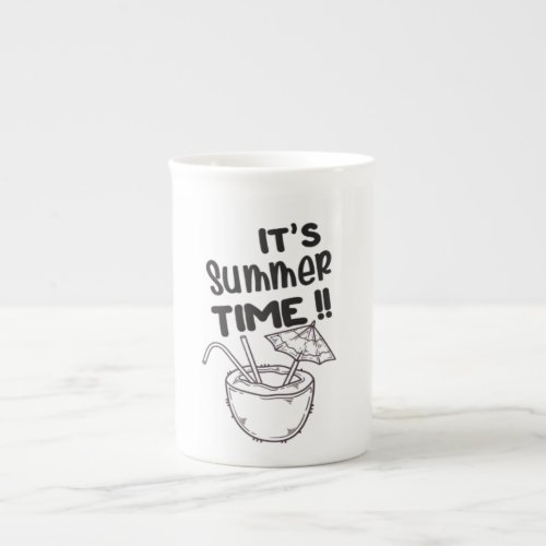 It's Summer Time Coconut Beach Vacation Funny Bone China Mug