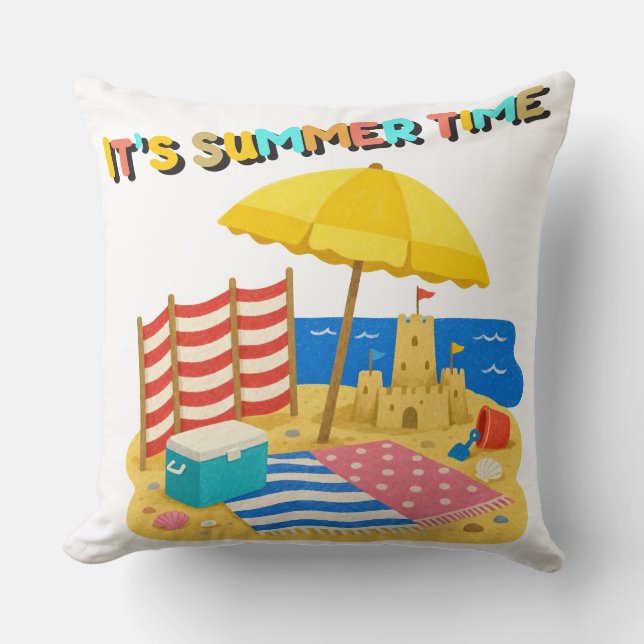 it's summer time throw pillow (Front)