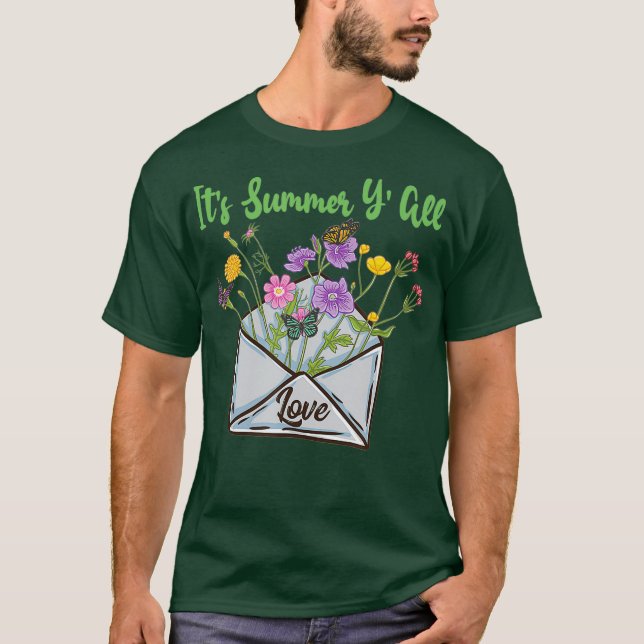 Its Summer Yall Cute Summer Boho Enveloppe T-Shirt (Front)