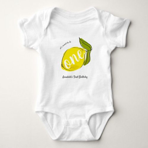 Its Sweet to be One Cute Lemon 1st Birthday Baby Bodysuit