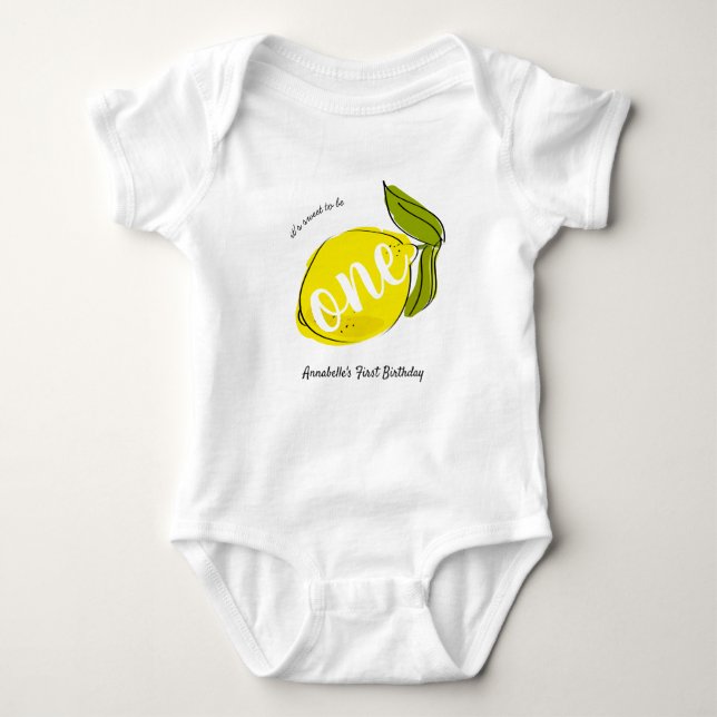 It's Sweet to be One Cute Lemon 1st Birthday Baby Bodysuit (Front)