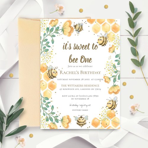 Its Sweet To Bee One First Birthday Invitation