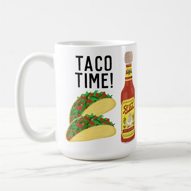 IT'S TACO TIME cute tacos hot sauce illustration Coffee Mug (Left)