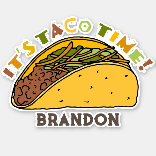 Its Taco Time Taco Birthday Party Favor Sticker