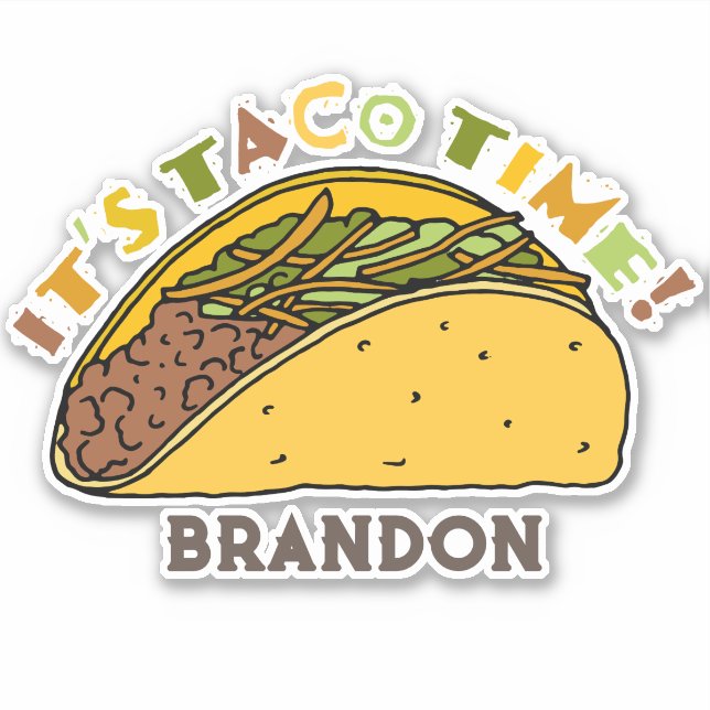 It's Taco Time Taco Birthday Party Favor Sticker (Front)