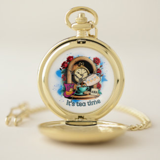 "It's Tea Time" - Alice in Wonderland inspired Pocket Watch