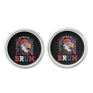 Its The 4th Of July Bruh Bald Eagle Patriotic Cufflinks