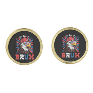 Its The 4th Of July Bruh Bald Eagle Patriotic Cufflinks