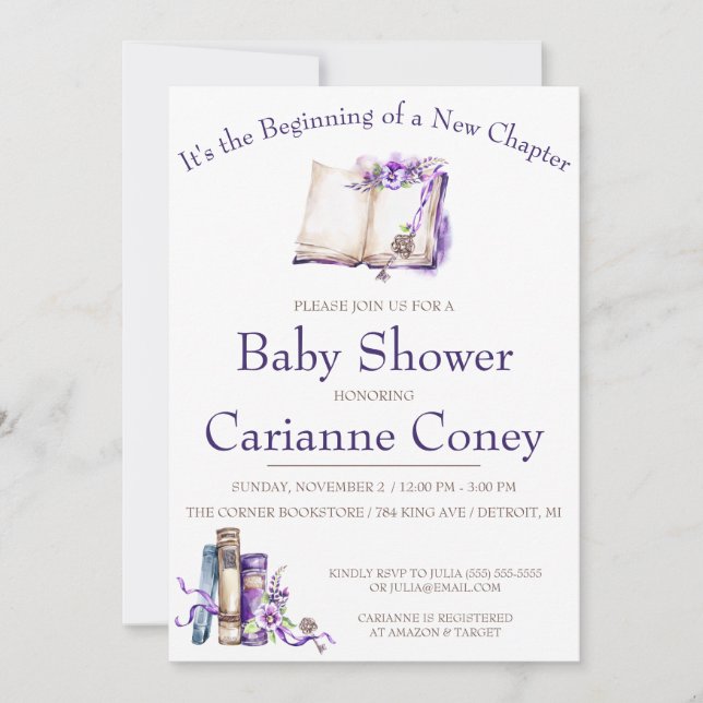 It's the Beginning of a New Chapter, Baby Shower Invitation (Front)