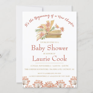 Flower Baby Shower Invitation Beginning of a New Chapter Baby Shower Invitation