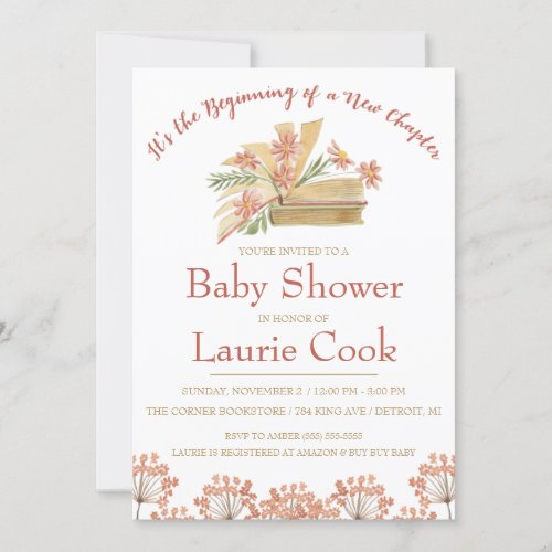 Its the Beginning of a New Chapter Baby Shower Invitation