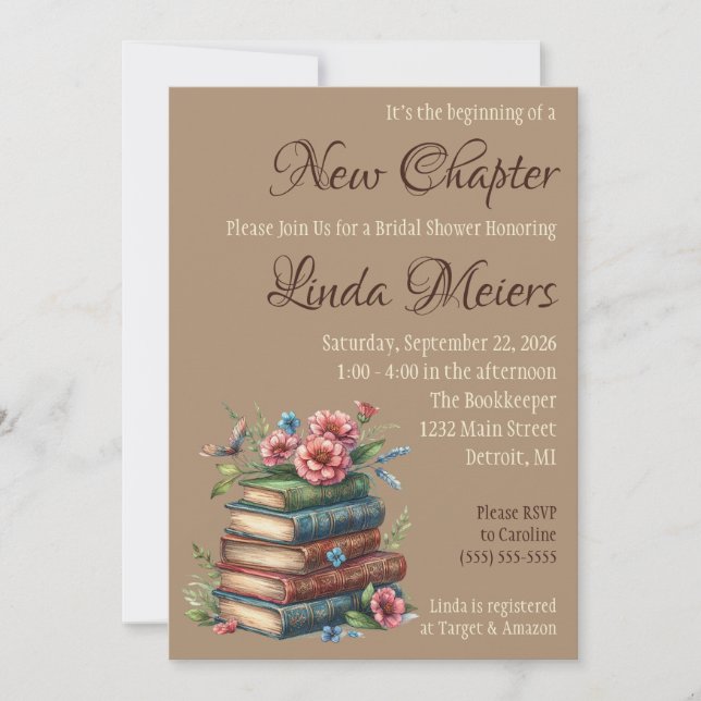 It's the Beginning of a New Chapter Bridal Shower  Invitation (Front)