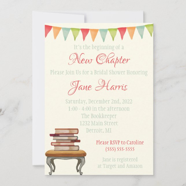 It's the Beginning of a New Chapter Bridal Shower  Invitation (Front)