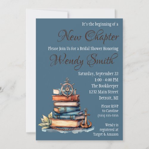 Its the Beginning of a New Chapter Bridal Shower  Invitation
