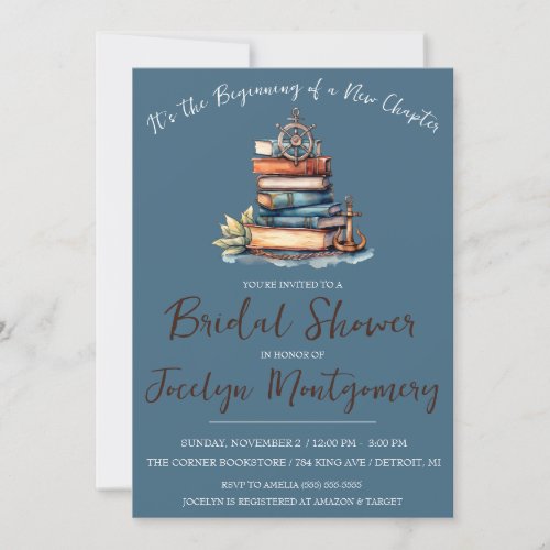 Its the Beginning of a New Chapter Bridal Shower Invitation