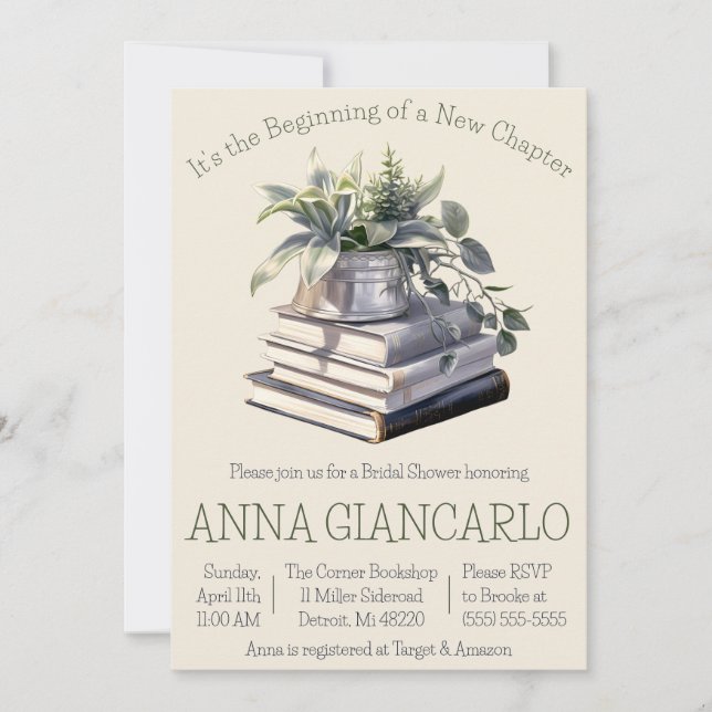 It's the Beginning of a New Chapter, Bridal Shower Invitation (Front)