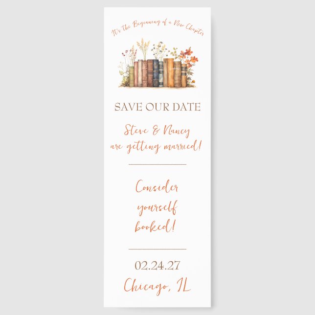 It's the Beginning of a New Chapter Save the Date Bookmarks (Front)