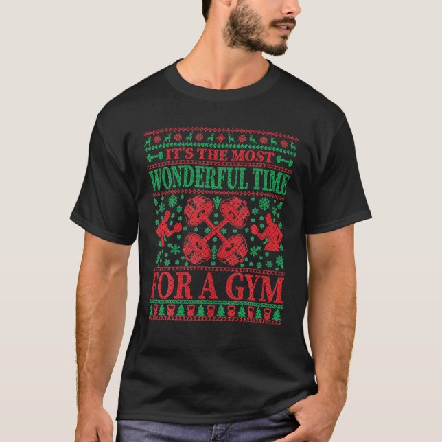It's The Best Time For A Gym Ugly Christmas T-Shirt (Front)